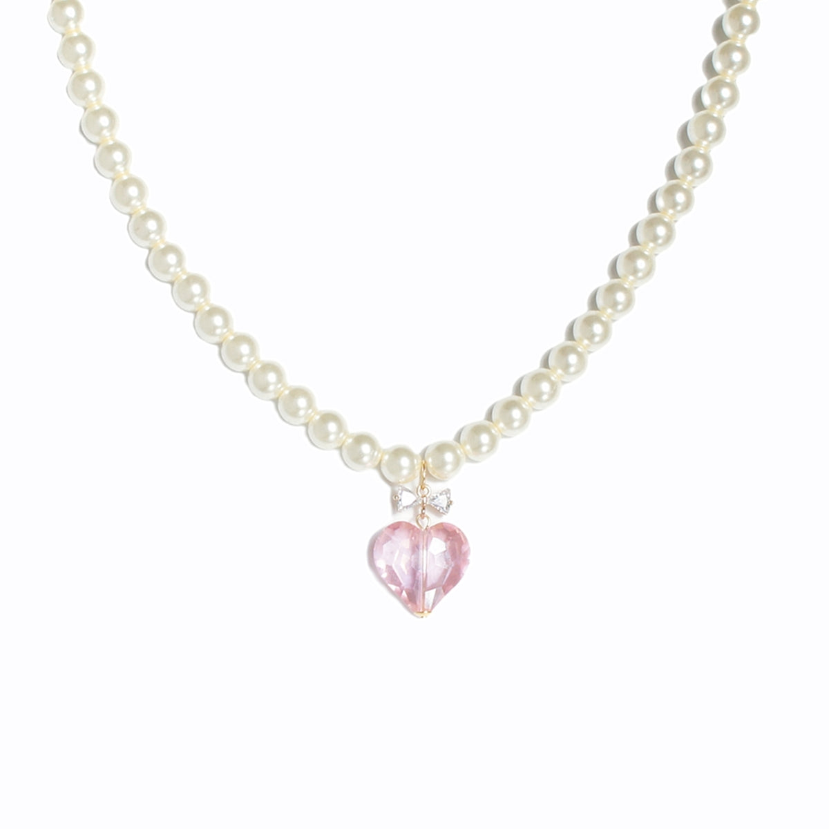 HER buy HIGHNESS: Fused Pearl Necklace w Jar of Pearls, Heart & Crystal Pendant. Matching Earrings. 2pc set