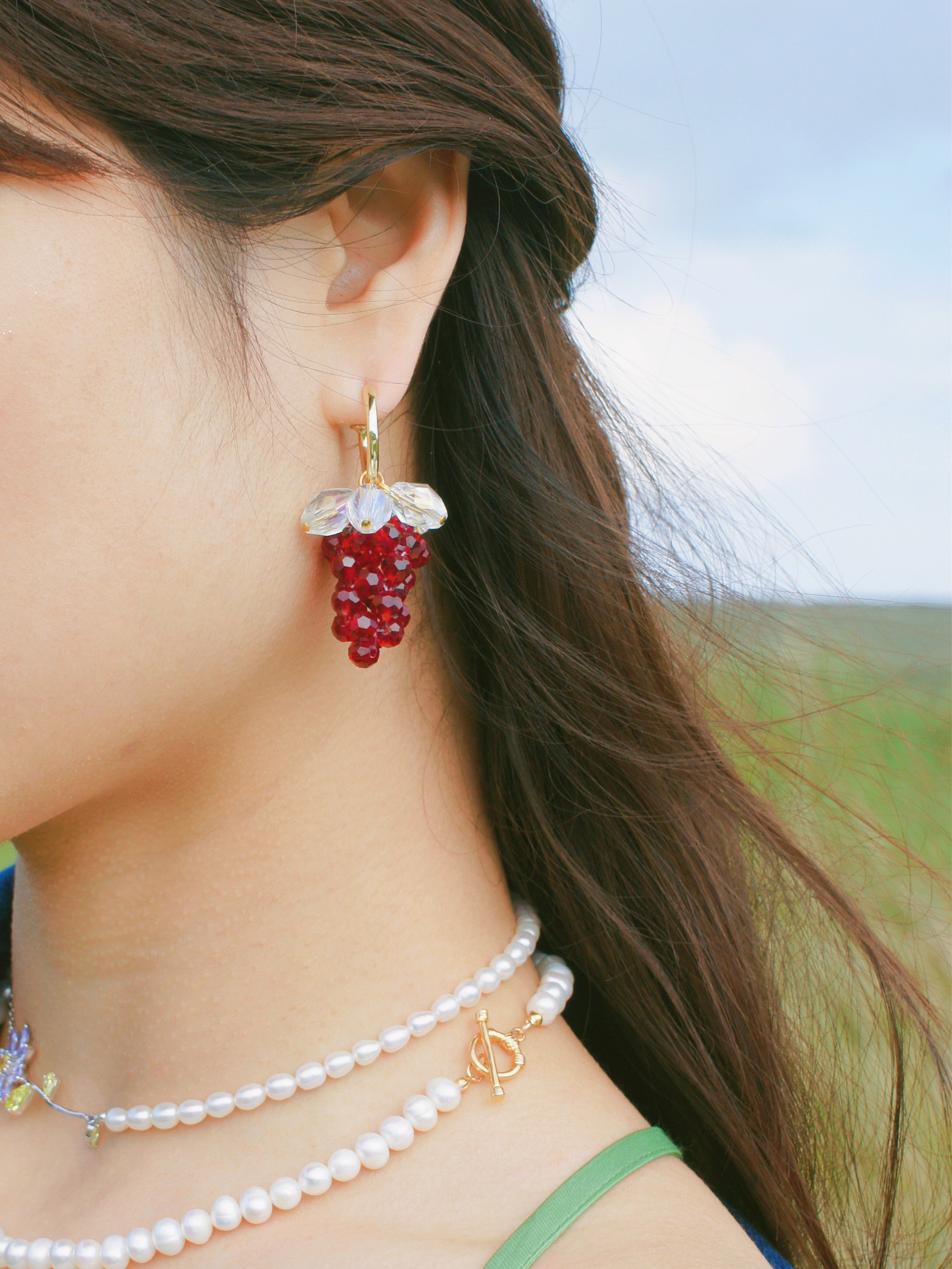 Very Grapeful Beaded Faceted Grape Drop Earrings